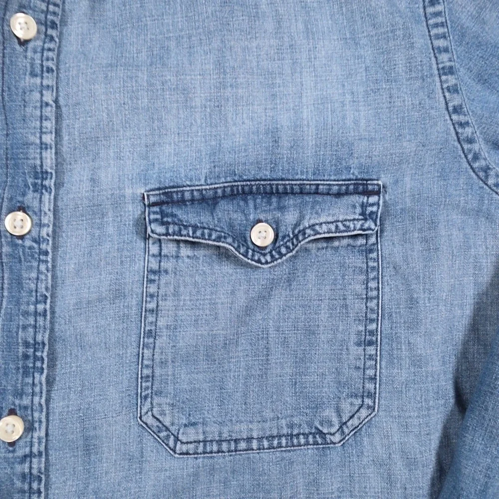 Banana Republic Slim Fit Denim Shirt Mens XL Blue Long Sleeve Button Down